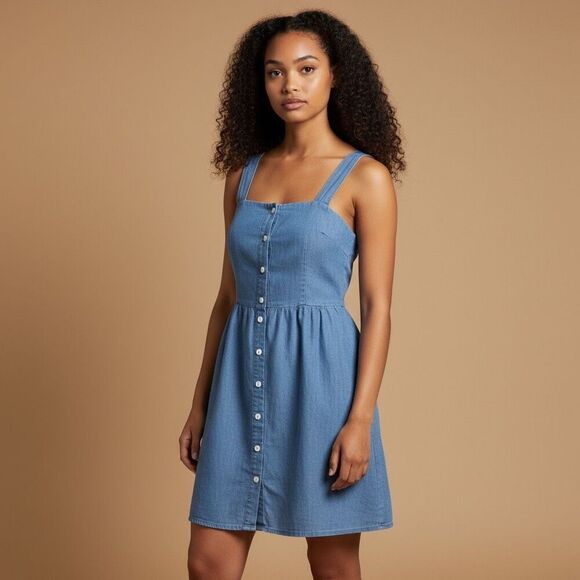 J.Crew Dresses & Skirts - J.Crew Chambray Button Front Sleeveless Mini Dress Size 4